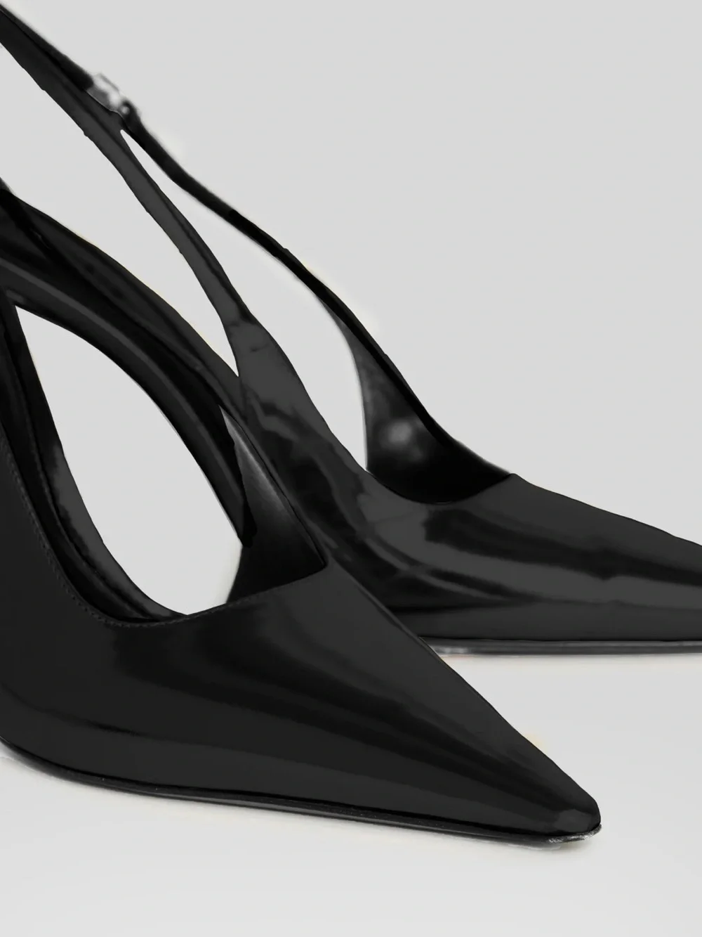 Retrofete Black Patent Slingback Pointed-Toe Stiletto Heels